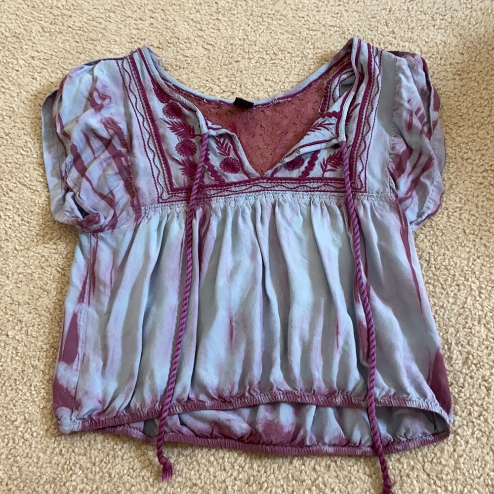 Embroidered Tie Dye Free People top